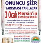 3 Ocak Mersin Şiir Yarışması başvuruları açıldı